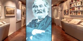 photograph of lightbox featuring portrait of Walt Whitman