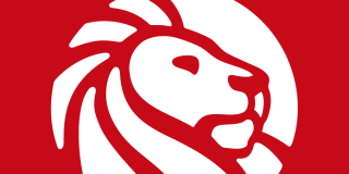 Red background with the NYPL lion logo in white.