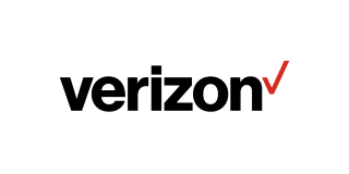Verizon logo in bold, black text with a red check mark off to the side