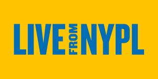 Yellow background with bold blue text that reads: LIVE from NYPL. 