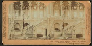 Stereograph of stairs at library of congress