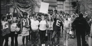 Members of the Gay Liberation Front with GAY POWER shirts at City Hall, New York