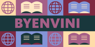 Haitian Creole language "Welcome" graphic featuring globe and book icons.